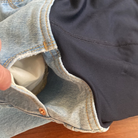 Isabel Maternity Over the Belly Jean Midi Denim Shorts w/Pockets - Size 6 EUC - Picture 11 of 11